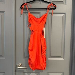 Oh Polly Vibrant Orange Mini Dress .